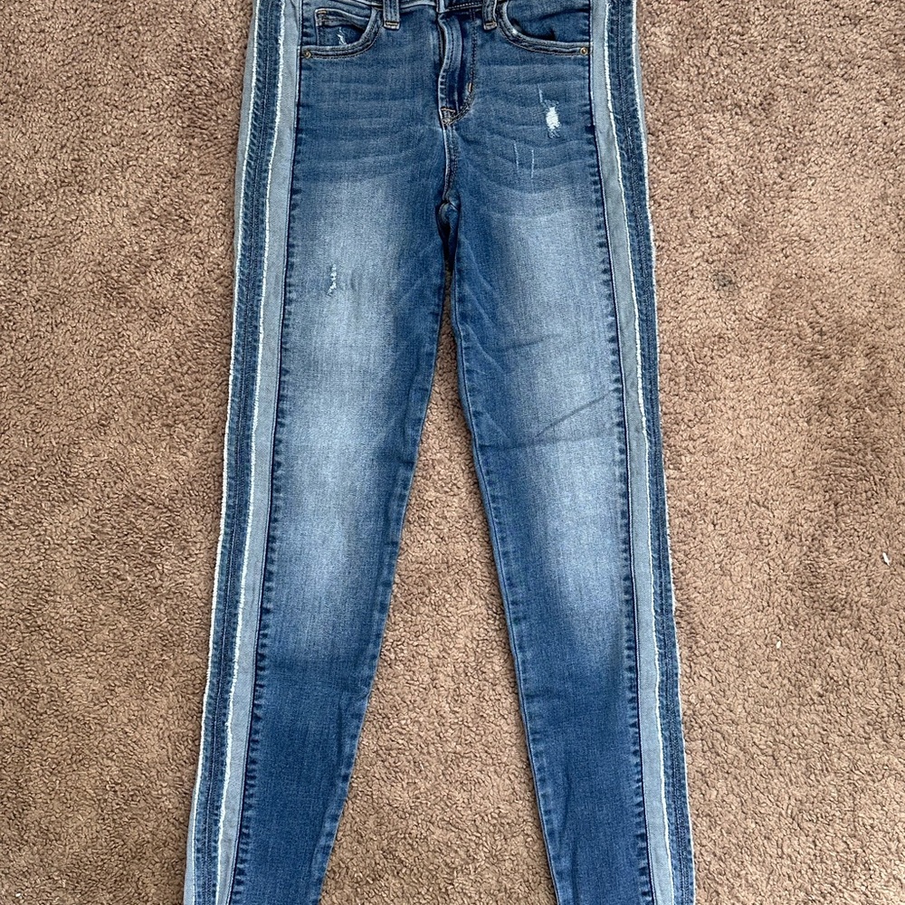 Sneak Peek Blue Skinny Jeans with Vertical Stripe